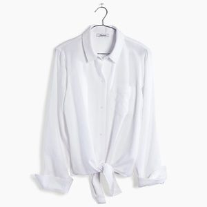 Madewell White Tie-Front Shirt